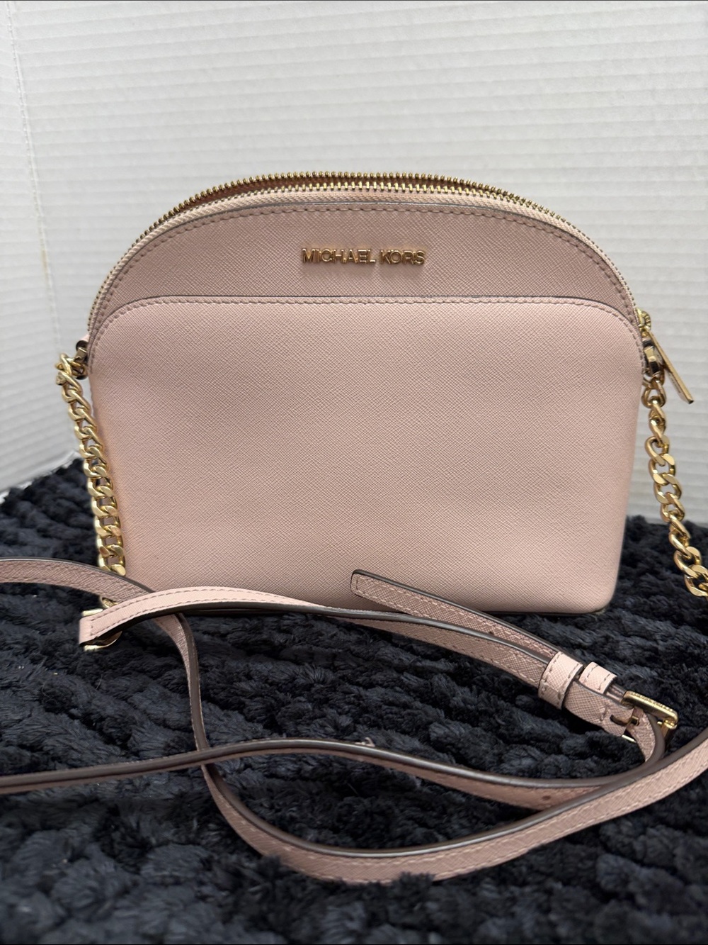 Michael Kors Blush Saffiano Leather Crossbody with Gold Chain